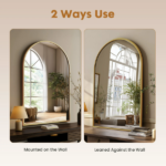 20"X30" Arched Bathroom Mirror, Wall Mounted Mirror with Aluminum Alloy Frame, Bathroom Mirror for Living Room, Bedroom, Bathroom and Entryway, Gold - Image 4