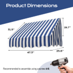 4' Window Door Awning Sun Shade Canopy Outdoor Patio Cover, Blue & White Stripes - Image 5