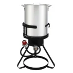 13*32inch Four-Piece Set, Black Round Iron Stove Frame, Silver Aluminum 30qt Turkey Pot 10qt Fish Pot, Gas Fryer - Image 4
