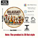 CIFbuy 1pc 8x8 Inch Round French Aluminum Sign, Vintage "Relax We Are All Crazy" Decorative Plaque, Chicken Flock Farmhouse Wall Art TikTok, TikTok, Self-pickup Logiopics - Image 3