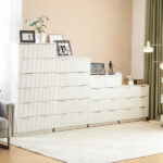 White P2 Particle Board and Density Board 724194cm Wavy Pattern Drawer Front Four-Level Five-Drawer Cabinet - Image 17