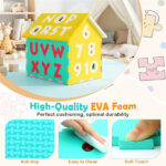 3D Puzzle Playhouse Mat for Kids 3+, 30.48×26.67×31.75cm EVA Foam Interlocking Mat with Alphabet Number Matching, Multi-Color - Image 12