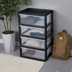 (2 pack) Wide 4 Drawer Tower, Plastic Storage Organizer with Removable Clear Bins, Easy to Assemble - No Tools Needed, Black (Shipment from Walmart) - Image 3