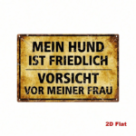 CIFbuy Retro German Slogan Metal Sign My Dog Is" Friendly Beware Of Owner Humorous Warning, Iron Tin Sign 2D Flat Decor 7.87x11.81 Dog Is FrieikTok, Dog Is FrieikTok, t Self-pickup Logiopics - Image 2