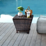 Outdoor PE Wicker Side Table with Storage, Small Patio Storage Bin Container for Hose Cushion Towel, Brown SAME AS 46755449 - Image 25