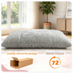 Gray Convertible Corduroy Bean Bag Floor Sofa for Adults, 76.5x55 Inch Sponge Filling Foldable Floor Mattress Guest Bed, Removable Washable Cover Large Lazy Lounger - Image 9