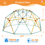 10FT Climbing Dome for Kids Jungle Gym Apply To Park Dome Climber With Swing Playground Equipment,Blue - Image 5