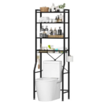 Over Toilet Bathroom Organizer, 4-Tier Adjustable Storage Rack, Space-Saving Shelf for Tight Areas, Black (Shipment from Walmart)