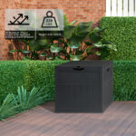 33gal Square Wood & Rattan Plastic Garden Storage Box Gray - Image 11