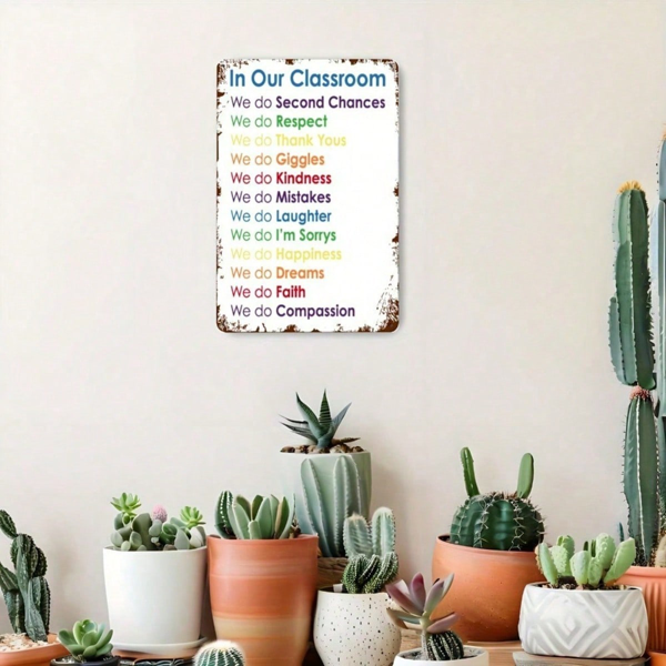 CIFbuy 1pc Rainbow Rules Tin Sign, 2D Flat Metal Plaque, Classroom Wall Art, Teacher Appreciation Gift, Art, Teacher Appreciation Gift, Funny O Sign, ikTok, Sign, ikTok, Wall Art, Teacher Appreciation Gift Self-, ckup Logiopy O