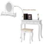Modern Concise 4-Drawer 360-Degree Rotation Removable Mirror Dresser White =32759839 - Image 11