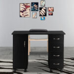Double Edged Manicure Nail Table with Drawer Black - Image 22