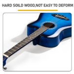 Blue 38-inch Acoustic Guitar with Picks, Strings, Capo, Case, Tuner, and Strap - Image 6