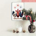 CIFbuy Patriotic Rooster Iron Metal Wall Art, Red White Blue Fireworks Sign, 2D Flat Decor For Home Garden ikTok, ikTok, gn Self-rickup Logiopeneworks Sign - Image 3