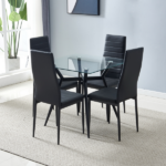 4pcs Elegant Assembled Stripping Texture High Backrest Dining Chairs Black Replace encoding 13028198-18410366 - Image 124