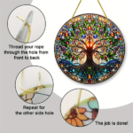 CIFbuy Tree of Life Wall Art Colorful Stained Glass Design Smooth Edges Indoor Outdoor Decor Housewarming Gift Acrylic Suncatcher (TikTok, temu pick-up service) - Image 4