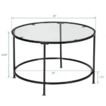 Same Code 13962533 Artisasset 2 Layers 5mm Thick Tempered Glass Countertops Round Wrought Iron Coffee Table Black - Image 9