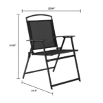 3-Piece Outdoor Bistro Set, Folding Chairs & Glass Table, Black - Image 3