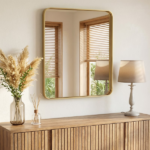 Anti-Fog Bathroom Wall Mirror – 36" x 40" Shatterproof Vanity Mirror with Rectangular Metal Frame, Gold(Shipment from Walmart)