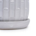 Handmade White Glazed Ceramic Planter Set of 2, 6" & 8" Diameter, Bamboo-like Pattern, for Orchids Indoor/Outdoor Shelf and Table Use, Breathable Clay - Image 16