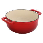Cast iron 6QT cooking pot - Gradient red - Includes two silicone gloves - Enamel pot - Image 2