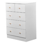 25.98"*15.75"*35.83"(L*W*H) 4-Tier 5-Drawer Cabinet Drawer Dresser with Gold Handles White - Image 4