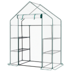 Mini Walk-in Greenhouse with PE Cover, 4-Shelf Indoor Outdoor Plant Gardening Green House for Garden Backyard, 56" x 29" x 77", White - Image 5