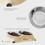 Anti slip base double cat food bowl, white stainless steel food and water bowl, easy to clean and detachable design, cat and dog pet feeder - Image 2