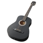 Matte Black 38-inch Round Acoustic Guitar with Picks, Strings, Capo, Case, Tuner, and Strap - Image 6
