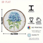 CIFbuy 1pc Vintage Blue Hydrangea Round Sign 8x8in, "" Round Sign 8x8in, 8x8in, 2D Flat Decorative Plaque For Kitchen Garden TikTok, TikTok, temu emu Self-pickup Logirdics - Image 3