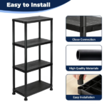 Plastic Shelves, 4-Shelf Storage rack, Multi-Purpose Storage Shelf, Plastic Storage Shelves for Storage Easy to Assemble for Garage Basement Kitchen Office Bedroom Bathroom (Shipment from Walmart) - Image 2