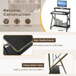Black Rolling Computer Desk with Power Strip 32" Mobile Office Desk with Monitor Stand - Image 5
