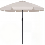 Beige 10ft Scalloped Patio Umbrella with Push‑Button Tilt, Vented Outdoor Market Parasol with Crank Lift, Fiberglass Ribs Sun Shade for Backyard Deck Poolside - Image 4