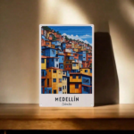 CIFbuy 1pc Retro Medellin Colombia Travel Metal Tin Sign, Vibrant Hillside Wall Art, Durable Decorative Iron Poster For Home Garden TikTok, TikTok, Art Self-pickup Logiopics - Image 4