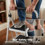 Step ladder, 2-Step Ladder Stool, 800lbs Capacity, Anti-Slip Treads & Handles, Foldable , Grey/Black (Shipment from Walmart) - Image 5