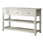 Console Table with Wood Frame and Legs, Sofa Table Entryway Table with 3 Drawers and 2 Open Shelves Antique White - Image 6