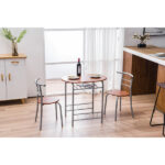 Same Code 35204938 Brown Wood Grain PVC Breakfast Table (One Table and Two Chairs) - Image 30