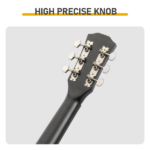 Matte black 41-inch Dreadnought barrel-shaped cutaway acoustic guitar with pick, strings, capo, gig bag, tuner, wrench tool, and shoulder strap - Image 3