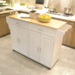 Kitchen Island & Kitchen Cart, Mobile Kitchen Island, Rubber Wood Top, Big & Adjustable Shelf Inside Cabinet for Different Utensils, Luxury Design Fits Party at Different Site. - Image 3