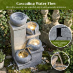 4-Tier Cascading Water Fountain with Warm White LED Lights Resin Indoor Outdoor Water Feature - Image 10