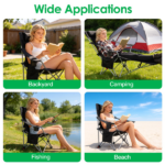 Outdoor Reclining Camping Lounge Chair 95°-160° Adjustable Angle Carbon Steel Frame Heavy Duty Foldable Chair with Storage Bag for Patio Backyard Travel - Image 3