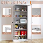 Metal Kitchen Pantry Cabinet - 72" Tall Storage with 5 Adjustable Shelves, White Freestanding Cabinet for Kitchen/Pantry/Bathroom-Does not support self pick up - Image 8