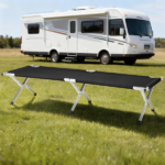 Portable Folding Camping Cot with Carrying Bag Army Black - Image 10