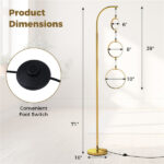 3-Circle LED Floor Lamp, Gold Standing Lamp with Adjustable Brightness & 3 Color Temperatures - Image 4