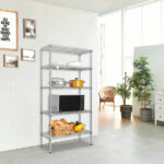 XM-304B Rectangle Carbon Steel Metal Assembly 5-Shelf Storage Rack Silver Gray - Image 33