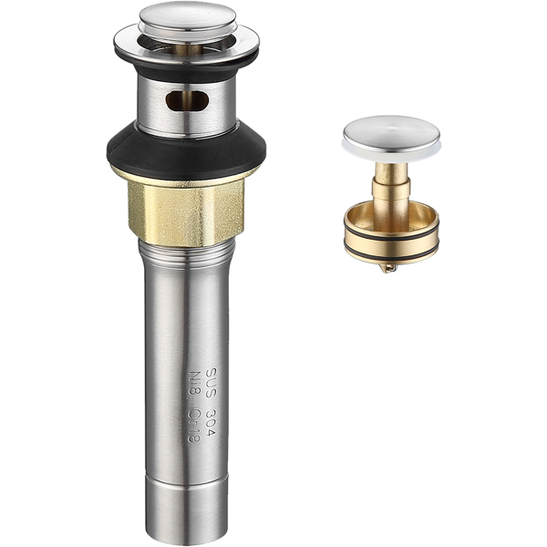 Pop-Up Drain Stainless Steel With Overflow Anti-Clogging for Vessel Sink Lavatory Vanity Sink Drain with Strainer Basket, Brushed Nickel[Unable ship weekends, TK/TEMU only for pickup, only TX10643 warehouse supports GOFO]