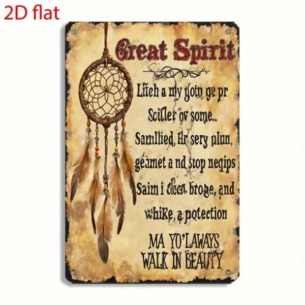 31fbf3bd-28bf-49b7-a84e-c30f3c28fddb.png CIFbuy Retro Dream Catcher Wall Decor, 2D Flat Metal Art Plaque With Inspirational Poem, Spiritual Rustic Home Decoration TikTok, TikTok, Self-pickup Logiopics - Image 1