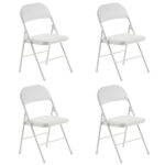 Old Code 33292149 4pcs Elegant Foldable Iron & PVC Chairs for Convention & Exhibition White