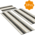 Three-piece kitchen rug set, non-slip and washable, abstract pattern kitchen hallway rug, soft and comfortable, suitable for sinks, floors, entrances, hallways and bathrooms. - Image 3