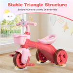 Toddler Tricycle for 3-5 Years - Stable Triangular Structure, Front & Rear Storage Baskets - Image 6